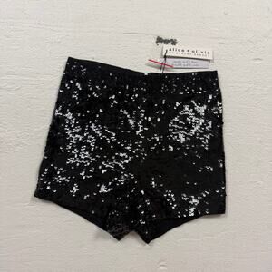 Alice + Olivia Lacie Sequin Hot Short Black High Rise, Size 0